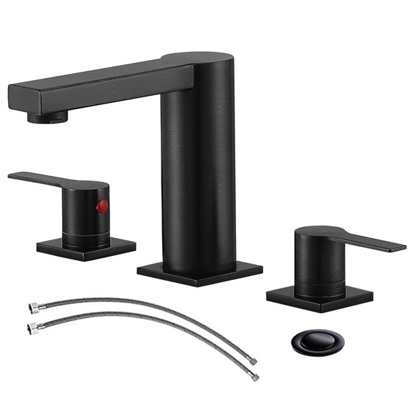 Hotis Matte Black Stainless Steel Widespread Bathroom Faucet | Wayfair